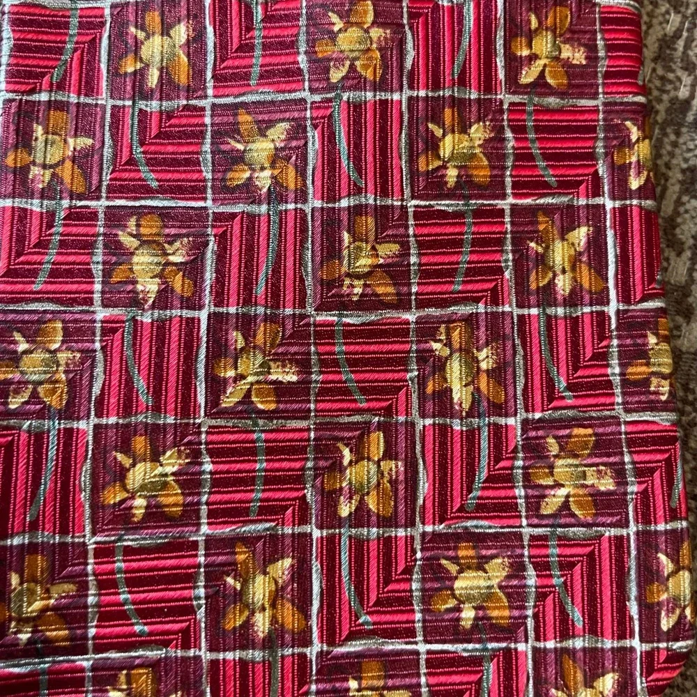 Ermenegildo Zegna Silk Tie Red Gold‎ Floral Plaid Mens Luxury Officewear